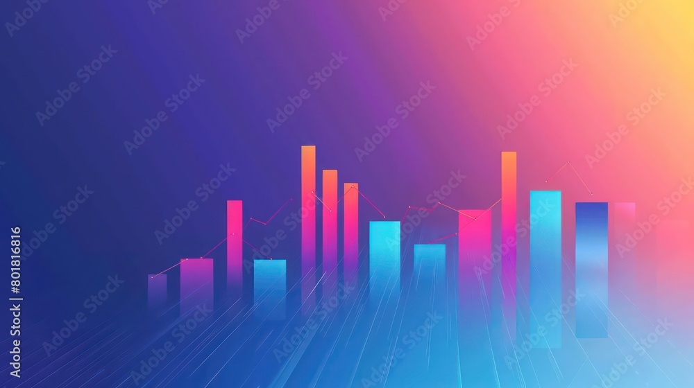 gradient background from blue to purple, dynamic typography, infographic elements, charts and graphs space