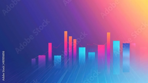 gradient background from blue to purple  dynamic typography  infographic elements  charts and graphs space