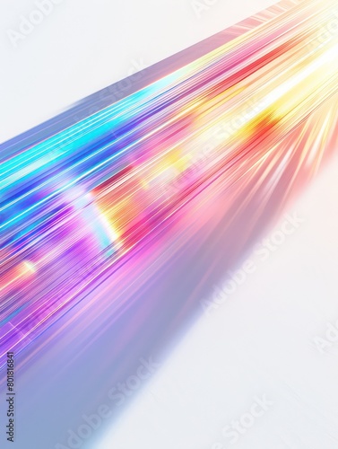 streak of prismatic colors  a camera effect captured over a white background