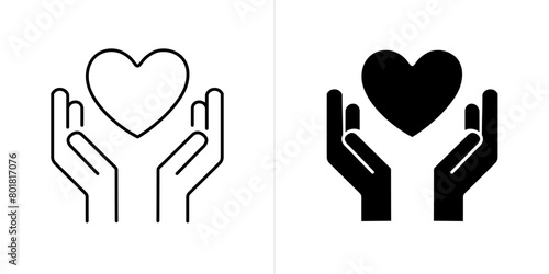 Charity editable stroke and solid web icon set. Vector illustration