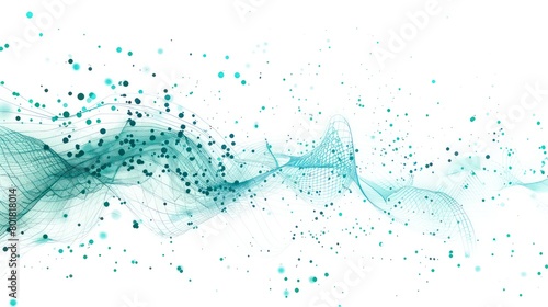 stream of digital data and document formats, hints of teal, white background