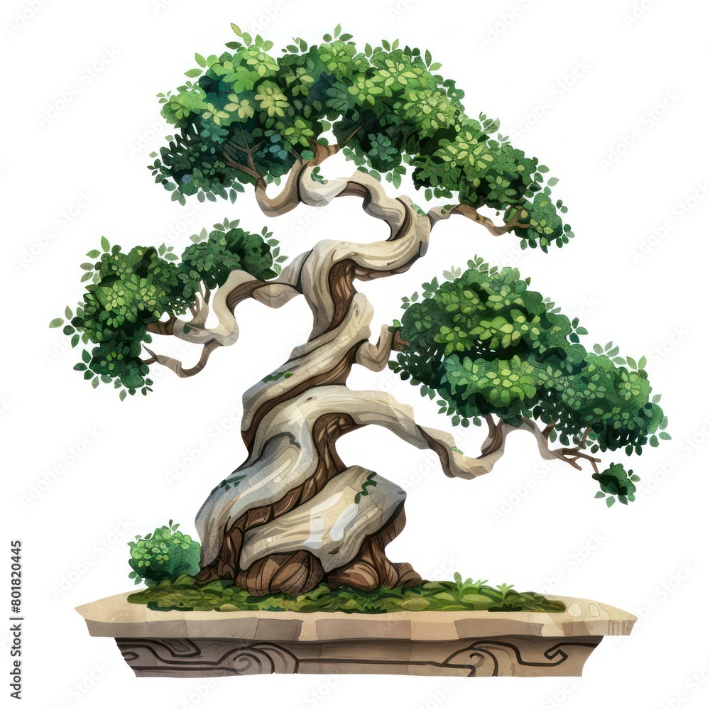 bonsai tree cartoon watercolor bonsai tree cartoon watercolor