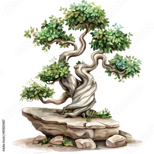 bonsai tree  cartoon watercolor