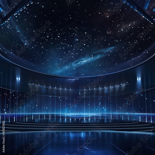 round concert hall, cyberspace background