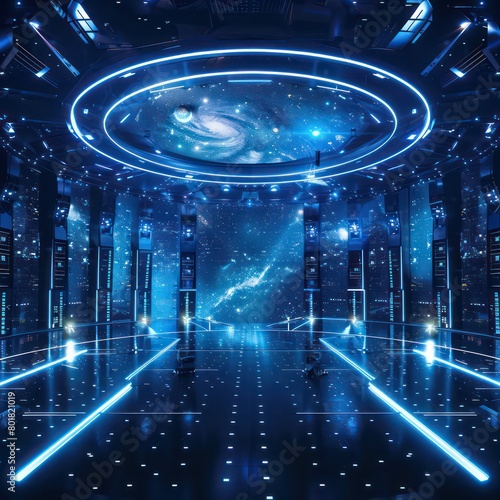 round concert hall, cyberspace background