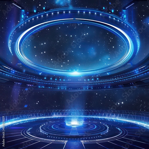 round concert hall, cyberspace background