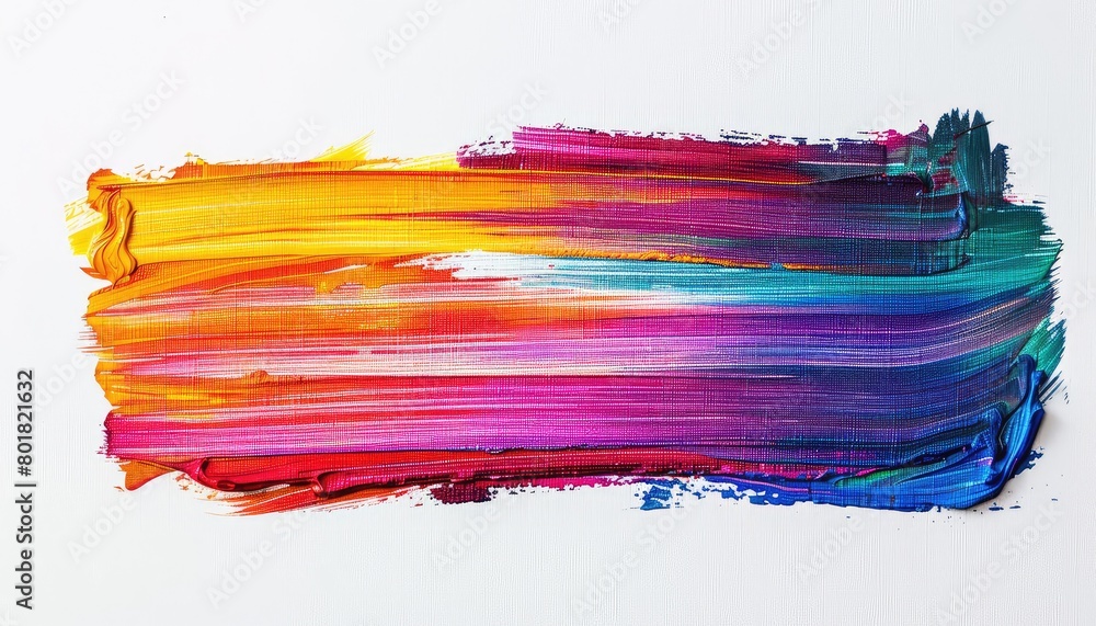 single huge brush stroke on a pure white background colorful brush strokes