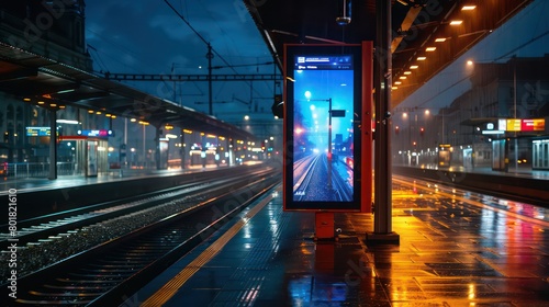 urban train station, outdoor night, late summer