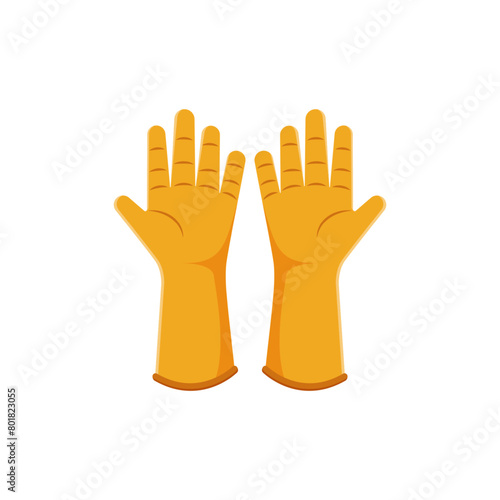 Rubber gloves cartoon vector illustration on white background. Yellow glove icon