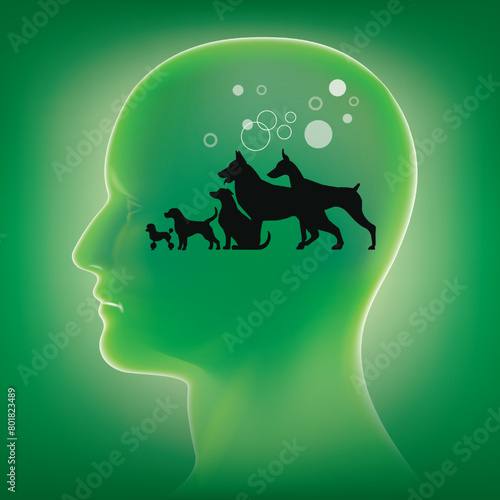 Graphic image of a dog inside the human brain.
