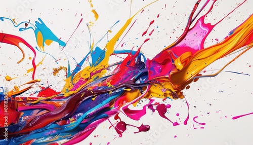 colorful paint splash on a white background, in the style of interactive artwork, 3d, bold colors, strong lines, vibrant murals, holotone printing, colorist