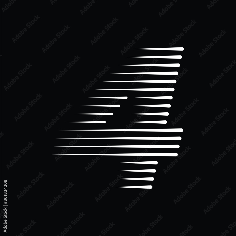 Number 4 with Abstract Line Pattern Number 4 with Abstract Line Pattern