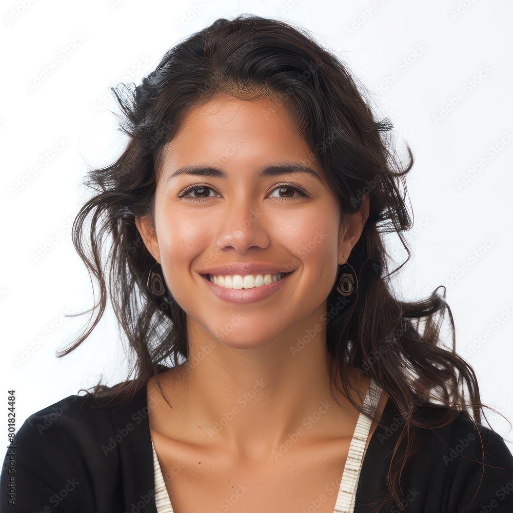latino woman smiling on a white background latino woman smiling on a white background