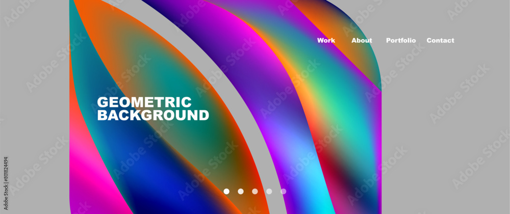 A vibrant geometric background with a rainbow of colors including violet, magenta, electric blue, and neon on a gray background, resembling an audio equipment circle or electronic device design