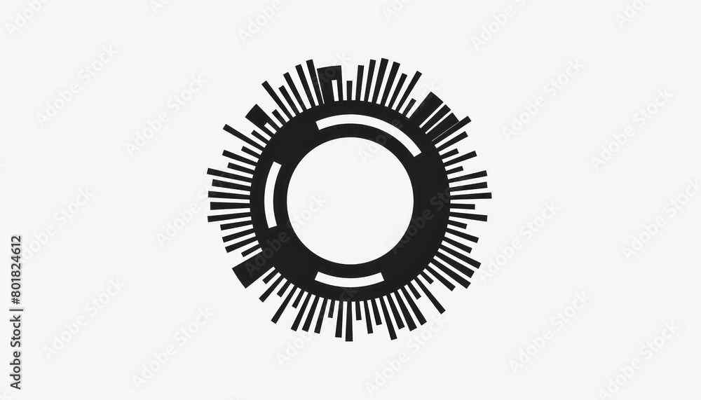 logo design of a circle with several lines, white background