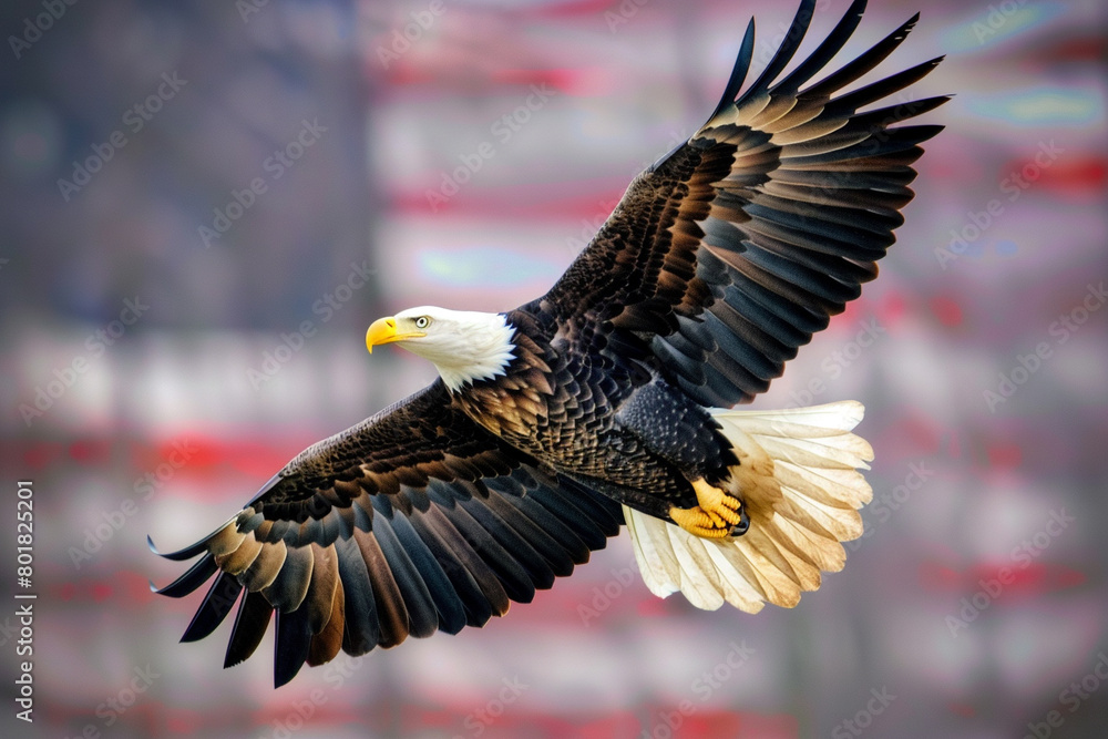 Fototapeta premium Majestic Bald Eagle in Flight