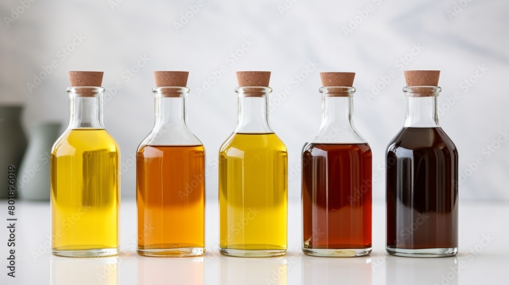 Different oil and vinegar bottles set