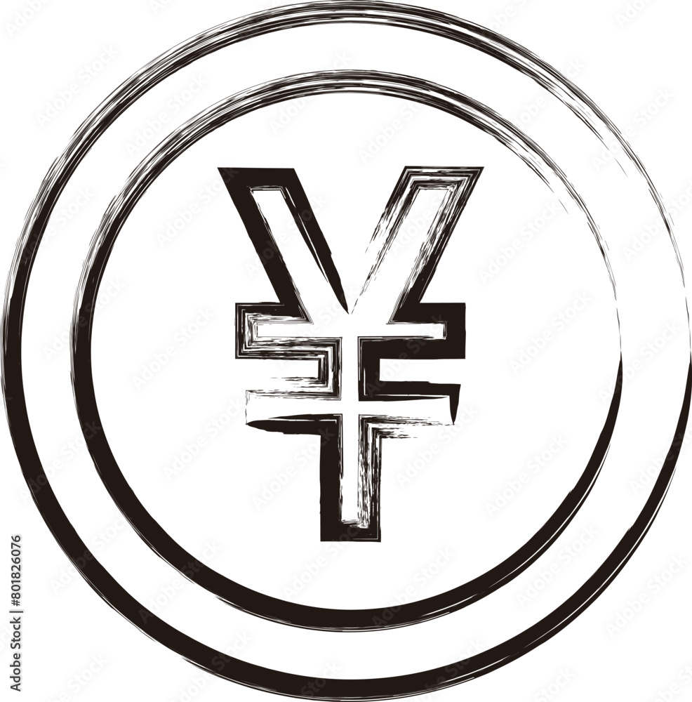 Obraz premium 筆書きビジネスアイコン お金 円