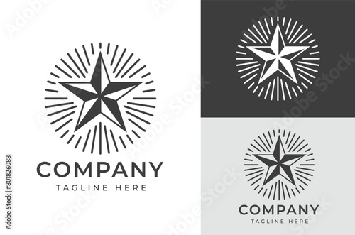 Retro Vintage West Country Texas Shining Star Badge Emblem Label Stamp Logo Design Vector © Ahmad