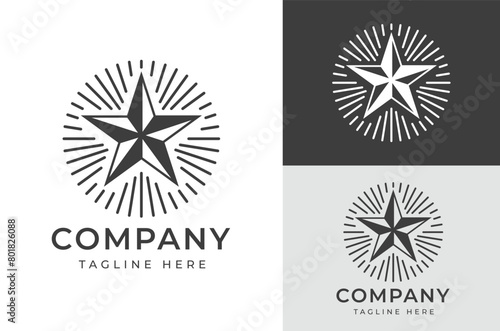 Retro Vintage West Country Texas Shining Star Badge Emblem Label Stamp Logo Design Vector