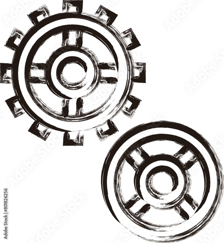 筆書きビジネスアイコン　歯車