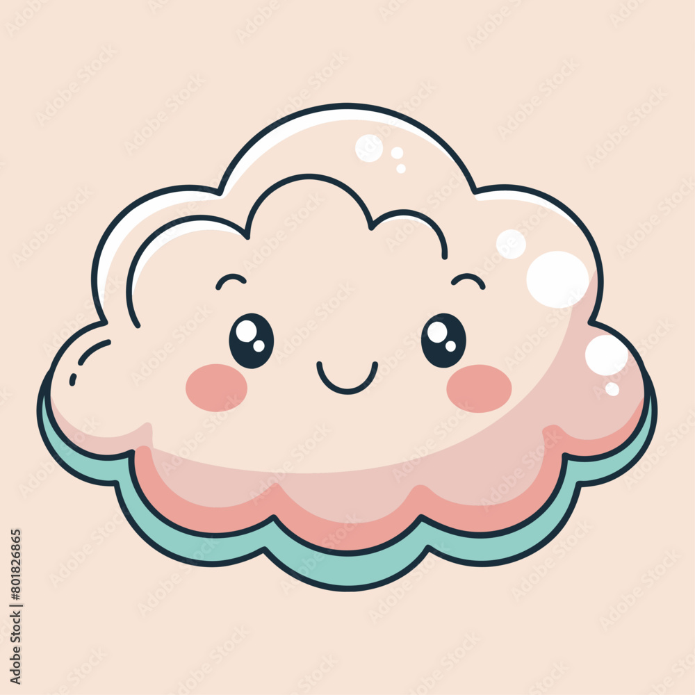 Minimalist doodle featuring a cloud, Generative AI