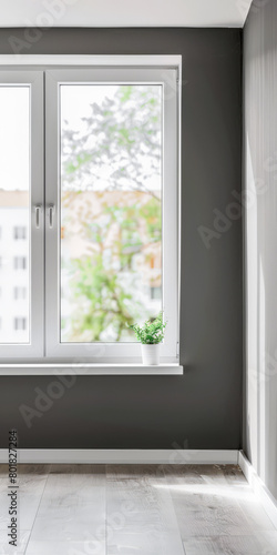 Minimalist interior design composition with natural window light and indoor plants.