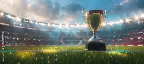 soccer cup in a football stadium scenery