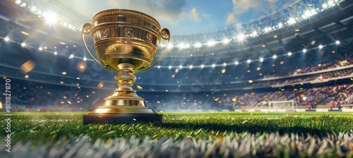 soccer cup in a football stadium scenery