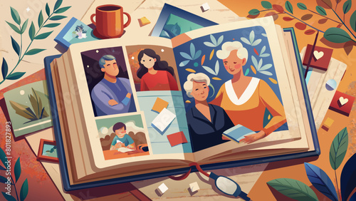 Family Memories Preserved in a Vibrant Scrapbook Illustration