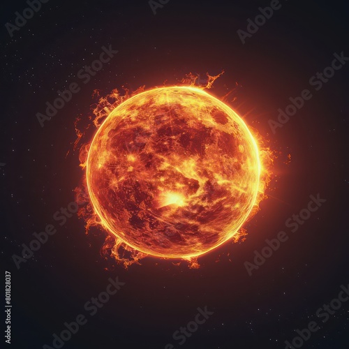 sun in natural form glowing bright and red yellow on a dark background © STOCKYE STUDIO