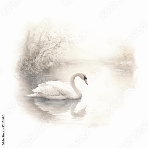 lone swan  quiet river