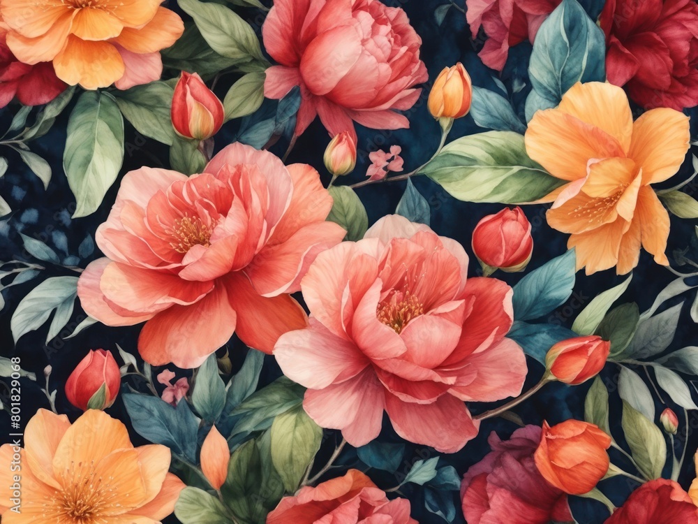 custom made wallpaper toronto digitalbeautiful Watercolor floral illustration background. Generative AI
