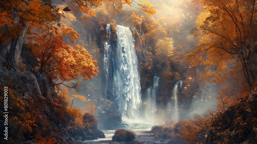 waterfall in autumn © Waseem