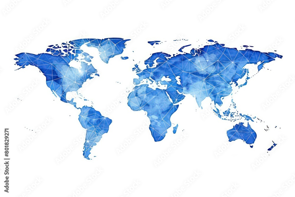 world map made of triangle polygons bright blue on white background world map made of triangle polygons bright blue on white background