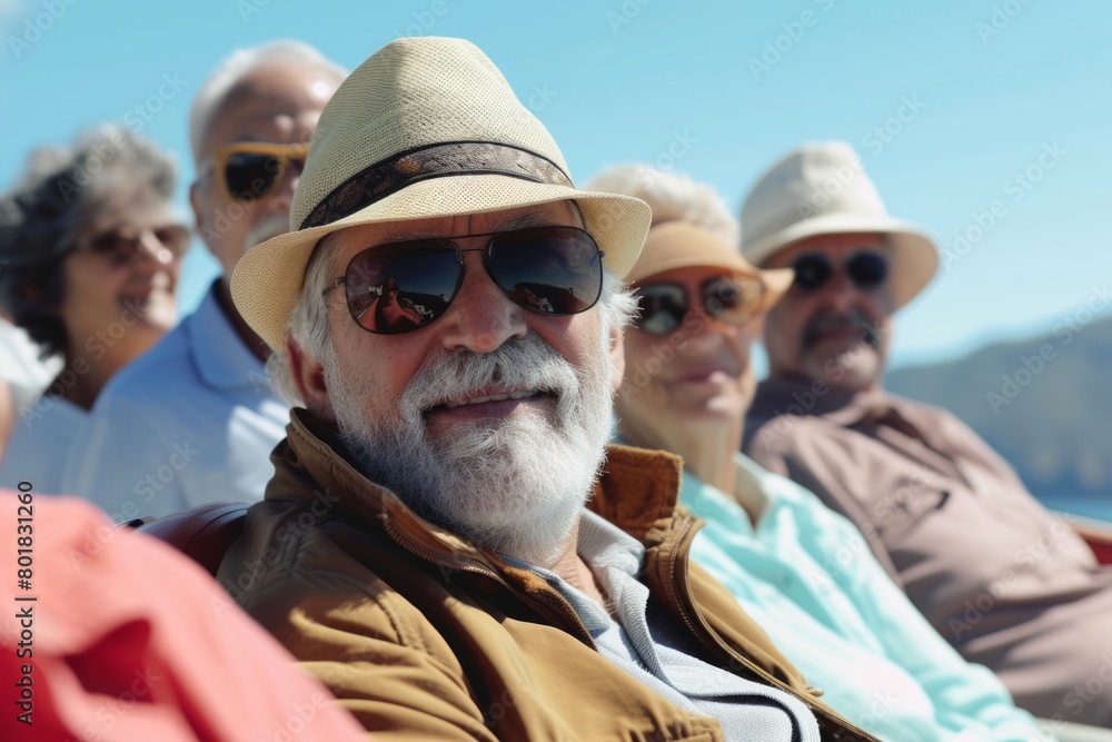 Group of happy senior people enjoying a sunny day on a cruise ship Group of happy senior people enjoying a sunny day on a cruise ship