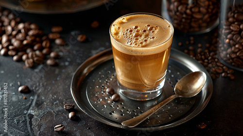 Rich Aromatic Coffee in a Glass Cup