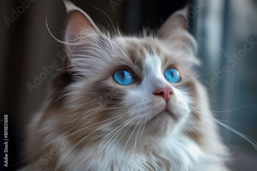 Majestic Ragdoll Cat with Blue Eyes