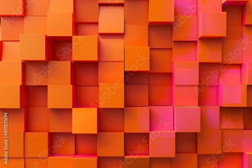 An illustration of 3D texture of vibrant orange color 3D box with text type space on it or technological product advertisement background  Generative AI.