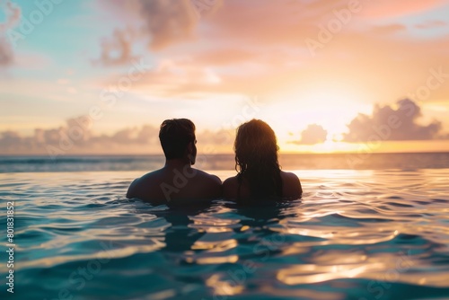 Romantic couple enjoying honeymoon  Generative AI
