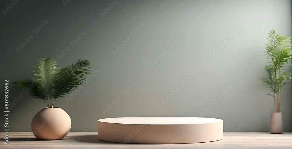 Fototapeta premium Empty beautiful 3D round podium with copy space Perfect platform for showing your products