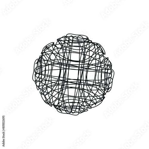 hand-drawn, doodle, messy, confusing, chaotic knot, flat vector illustration isolated on a white background