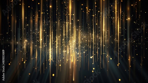 A bunch of gold glitter on a brown background. There are many tiny circles of light in the photo  and the overall effect is one of a glittering  sparkling surface.