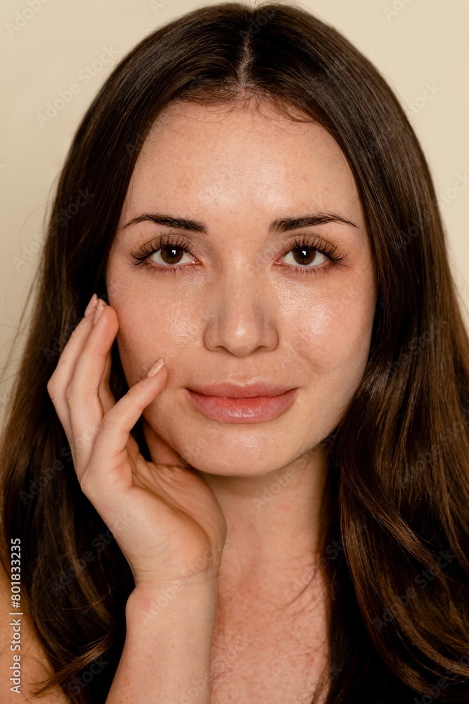 Beautiful woman with freckles and brown hair Beautiful woman with freckles and brown hair