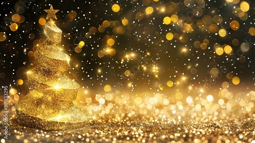 A bunch of gold glitter on a brown background. There are many tiny circles of light in the photo, and the overall effect is one of a glittering, sparkling surface.