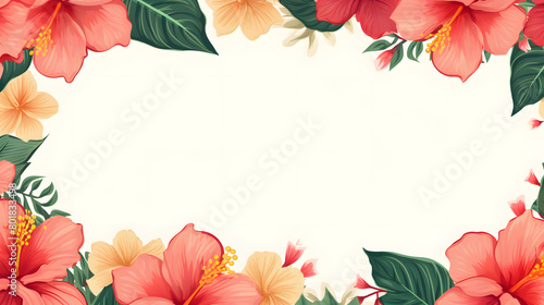 Fototapeta Naklejka Na Ścianę i Meble -  Digital vintage watercolor hawaiian rectangle tropical flower abstract graphic poster web page PPT background