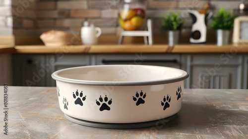 Mockup of practical food bowl with nonslip base and paw print design . Concept Pet Accessories, Nonslip Bowl, Paw Print Design, Practical Design, Food Bowl