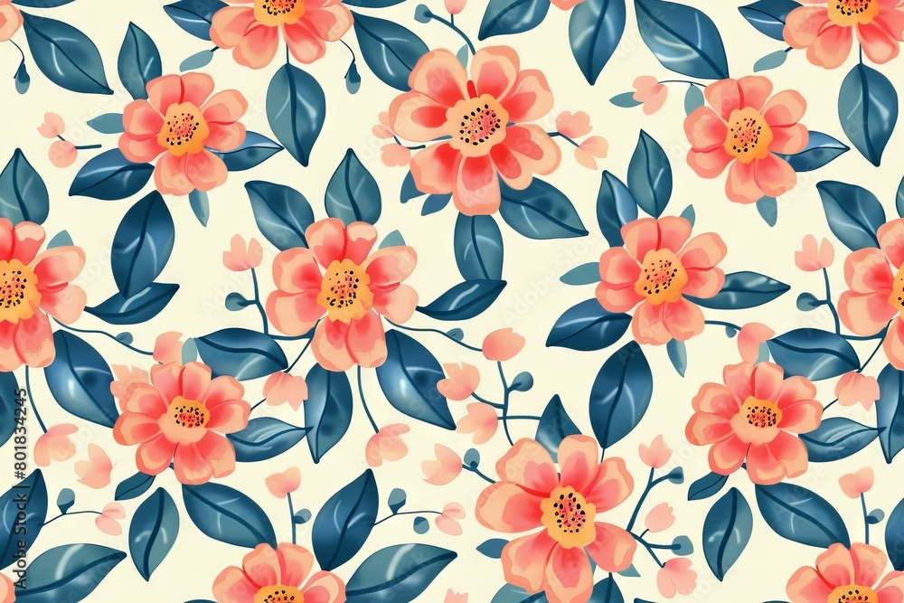 Artisanal floral illustration. Seamless pattern for fabrics