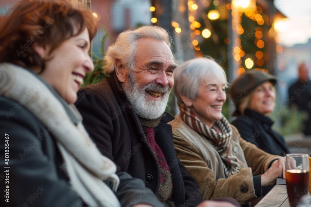 Group of senior people having fun on a Christmas market in the city Group of senior people having fun on a Christmas market in the city
