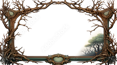 Digital vintage art nouveau border frame abstract graphic poster background